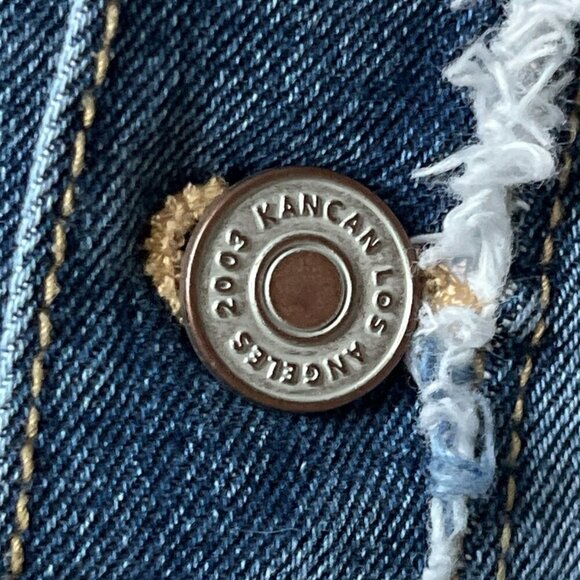 Kancan Womens Stormy High Rise Mom Jeans Size 13/30 Button Fly Grunge Distressed - Picture 6 of 11